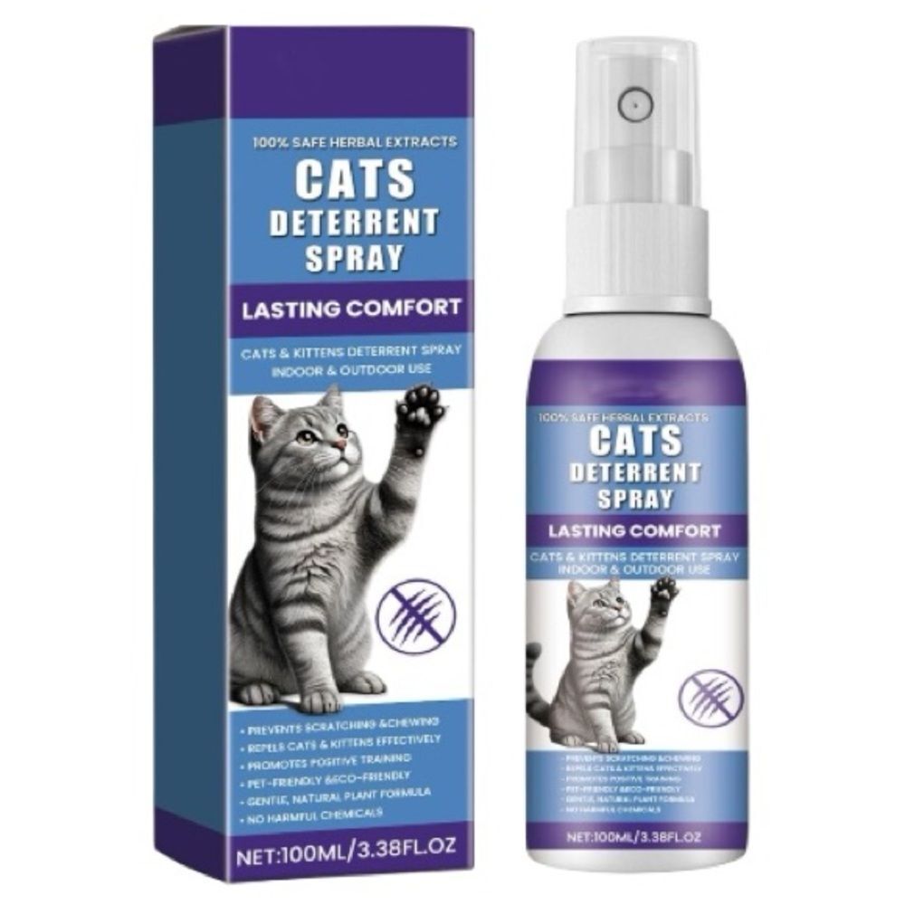 Cat Deterrent Spray 100ml Natural Pet Safe Scratch Prevention Indoor Outdoor A1